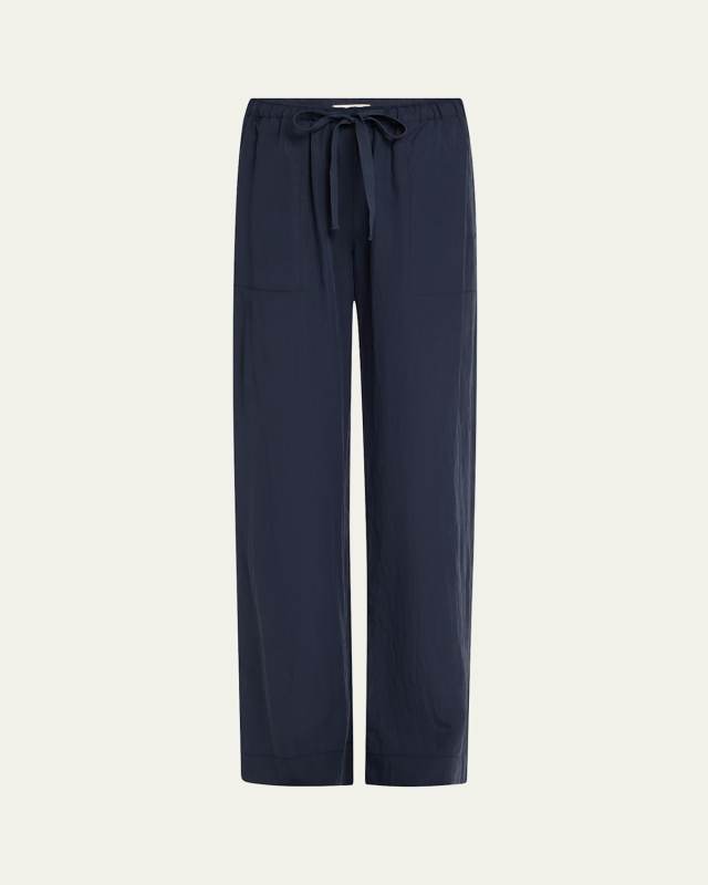 Mid-Rise Wide-Leg Utility Drawstring Pants